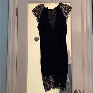 Navy blue bodycon lace dress